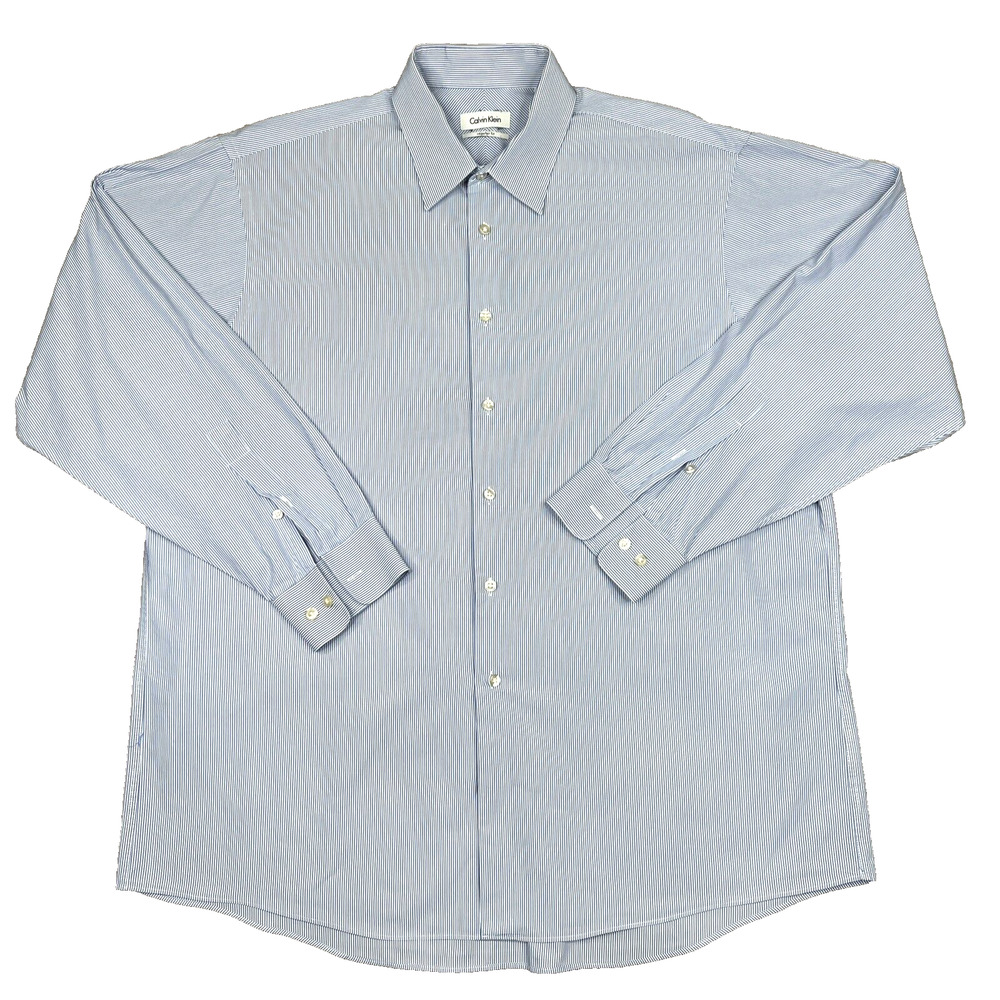 Calvin Klein Men's Blue/Whte Button Down Shirt Size 17.5 / 34 - 35 Regular Fit